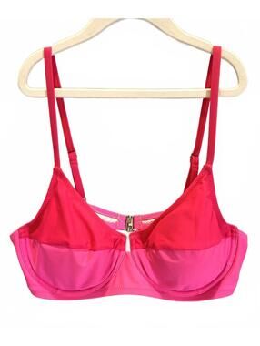 POPVIL Pink Red Colorblock Mix&Match Bikini Top Adjustable Straps
